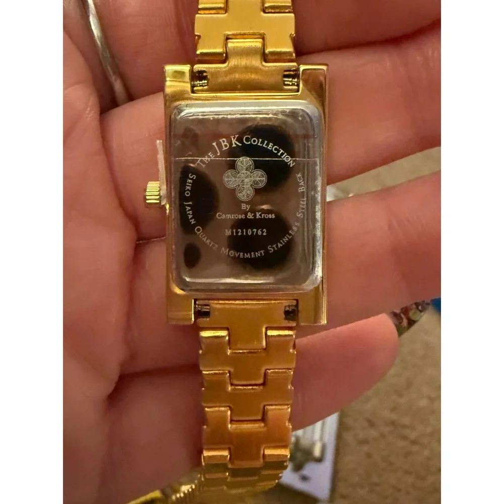 JBK Jacqueline‎ Kennedy Camrose & Kross Gold Tone Crystal Tank Watch M1210762